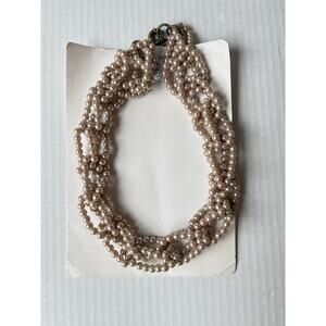 J. Crew faux pearl necklace chunky braided NWT big champagne bold